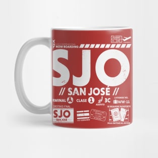 Vintage San Jose SJO Airport Code Travel Day Retro Travel Tag Costa Rica Mug